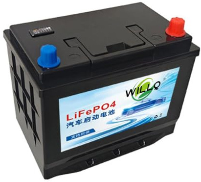 WILLQ Batería Litio Recargable para automóvil Arranque y Parada 12V 50Ah 60Ah 70Ah 80Ah 90Ah 100Ah 110Ah batería LiFePO4 automotriz de Alto Rendimiento sin Mantenimiento,80d26r/l 100ah