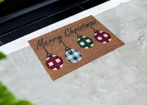 BIANCHERIAWEB Fußmatte Weihnachten Kokos Eingang Haus Außen rutschfest Weihnachten Glück Kugeln