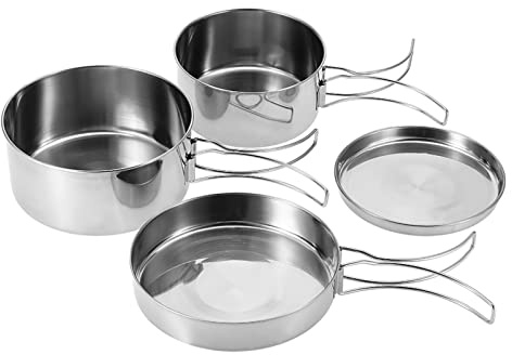 Juego de ollas y sartenes pequeñas cobre acero inoxidable for cocinar al aire libre, ideal for acampar, picnic, portátil, for