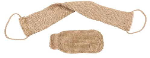 PENIKOKO 2 Stück Natürlicher Sisal Rückenschrubber mit Peeling Badehandschuhen Lang Höhenverstellbar Sanftes Körperpeeling für Damen und Herren Hautfreundlich Vielseitig für Dusche und Bad