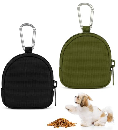 TIESOME 2 Stück Leckerlibeutel für Hunde, Kleiner Leckerlitasche for Hundetrainin Hundeleckerli Tasche mit Karabiner Futterbeutel mit Reißverschluss Mini Tasche Hundeleckerli Beutel für Hundetraining
