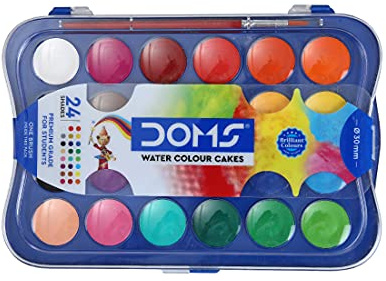 DOMS Giftfritt tårtset i 30 mm i akvarell med pensel (24 blandade nyanser x 1 set)