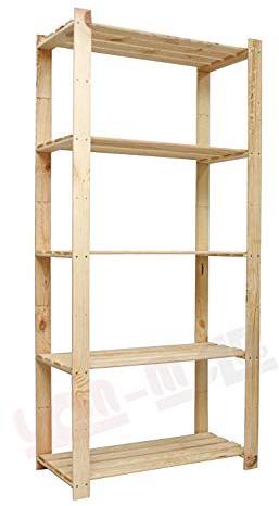 Len Mar.de HOLZREGAL B-22 5 BÖDEN BÜCHERREGAL MASSIVHOLZREGAL KELLERREGAL BÜROREGAL 170x70x40 cm