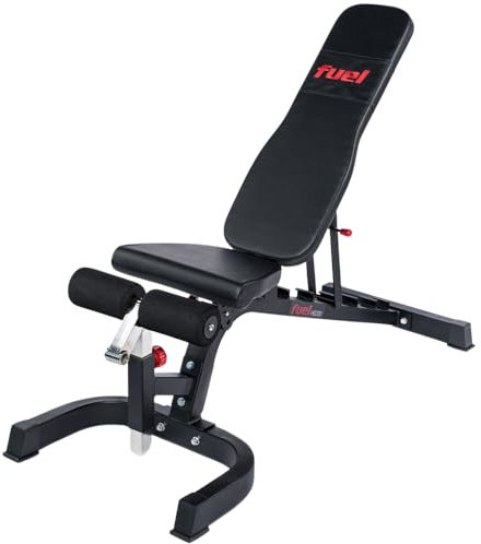 FUEL Fitness HB200 Multifunktions-Hantelbank, 4-in-1 Hantelbank: Flachbank, Schrägbank, Negativbank und Bauchtrainerbank, bis 272kg belastbar, Sitzpolster und Rückenlehne mehrfach verstellbar