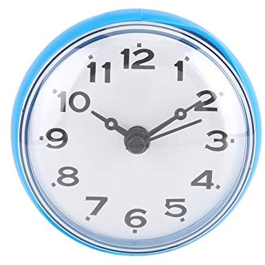 MAGT Wanduhr, Wasserdicht Badezimmeruhr Saugnapf Baduhr Saug Wand Fenster Spiegel Duschuhr für Badezimmer (Blau)