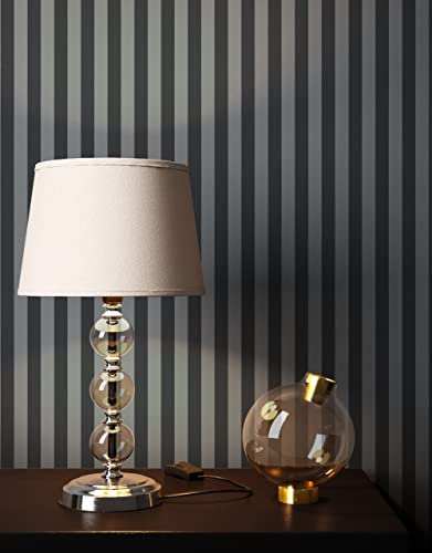 Newroom Tapete Schwarz Vliestapete Steifen - Streifentapete Landhaus Grau Anthrazit Blockstreifen Linien Modern inkl. Tapezier-Ratgeber