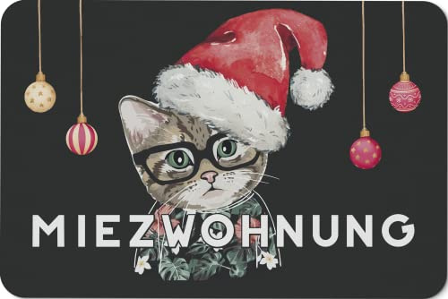Tassenbrennerei Fußmatte - Katze mit Spruch - Türmatte lustig als Geschenk für Katzenbesitzer - Katzengeschenke (Katze Weihnachtsmotiv)