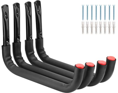 Ganchos de almacenamiento de garaje, cada estante de almacenamiento de kayak resistente con capacidad de carga de 45 kg, colgador de pared para canoa, escalera, bicicleta, sillas plegables, tabla de