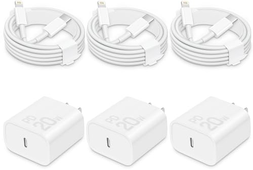 CXX Fast Charger for iPhone [3-Pack, MFi Certified], 20W USB-C PD Block with 6Ft Charging Cable Compatible with iPhone 14/13/12/11/Pro Max & iPad