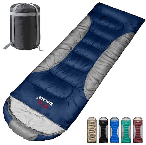 Sacos de dormir de invierno de 0 grados para adultos, rango de temperatura (5 F - 32 F), saco de compresión impermeable portátil, saco de dormir para clima frío para grandes y altos en sudadera Env: