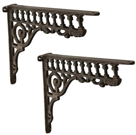 zeitzone Regalträger Antik-Stil 2 Stück Regalhalterung Set Regal-Winkel Gusseisen Braun