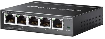 TP-Link TL-SG105S-M2 | 5-Port Multi-Gigabit 2.5G Ethernet Switch | Unmanaged Network Switch | Ethernet Splitter | Plug & Play | Desktop/Wall Mount | Silent Operation