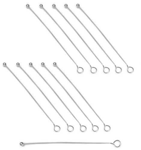 My-Bead 40 Stück Ösenstifte mit Kugel 30mm 925 Sterling Silber Kettelstifte Eye Pins Juweliers- Qualität DIY
