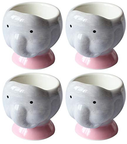 QTANZIQI Adorabile Set di 6 portauova in Porcellana per Bambini - Design Auto Verde - Disponibile nell'opzione Elefante - Ideale per i più Piccoli - Scegli tra Set da 4 o 6 Silk Pillowcase