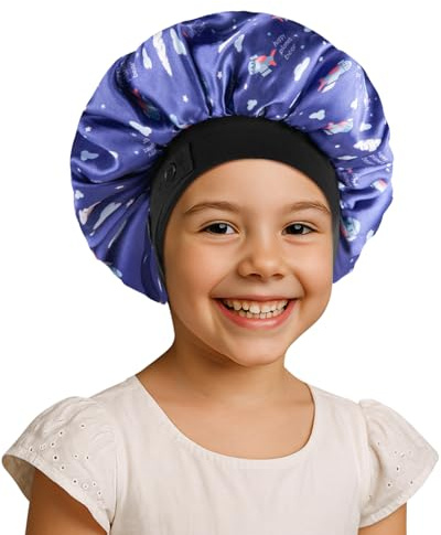 Baby-Haube, weiche Seide Satin Haube für Mädchen Jungen Kleinkind, Double Layer breite elastische Band Kinder Schlafmütze, einstellbare rosa Nacht Hut für Kleinkind Kind natürliches Haar lockiges Haar