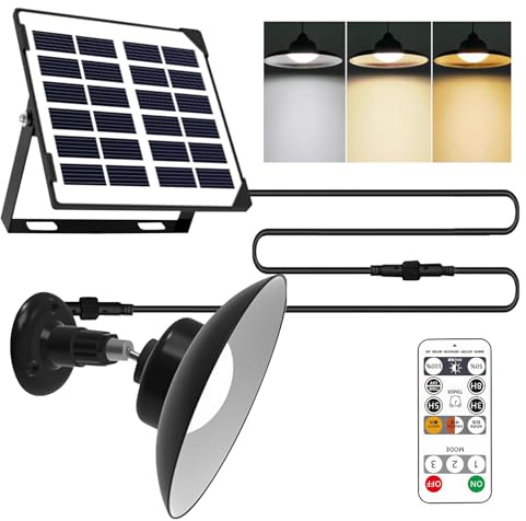 Vegena Solarlampen für Außen Innen, Solarleuchte mit Fernbedienung, 3 Farbtemperatur LED Solar Hängelampen IP65 Wasserdichte, Solarlampen für Außen Hängend, Solar Pendelleuchte für Terrasse Garten