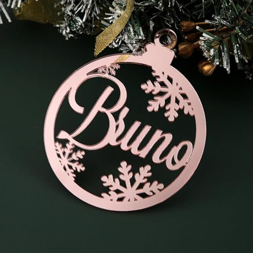 Weihnachtsbaumkugeln, personalisierbar, lasergeschnittene Namen, Geschenkanhänger für Gastgeschenke, Namensdekoration (Rose, 8 Stück)