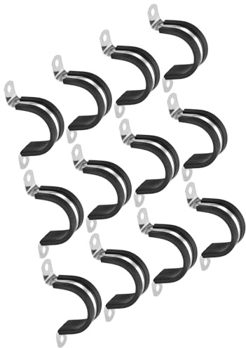 TOP-VIGOR 22Pcs 38mm(1-1/2) Cable Clamp, Rubber Pipe Strap Rubber Cushioned 304 Stainless Steel Hose Clamp U Shape Metal Clamp Tube Holder for Fixing Tube Pipe Wire