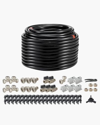 VEVOR Kit de Línea de Compresor de Aire, Sistema de Tuberías de Aire Comprimido de Aluminio HDPE, a Prueba de Fugas y Fácil de Instalar, para Talleres de Garajes, Negro, 200 PSI, Ø 515 x 325 mm
