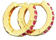 Orecchini a Cerchio Boho Eternity CZ Huggie Hoop Sleeper in Argento Sterling 925 A4250-J - Oro con Pietra Fucsia