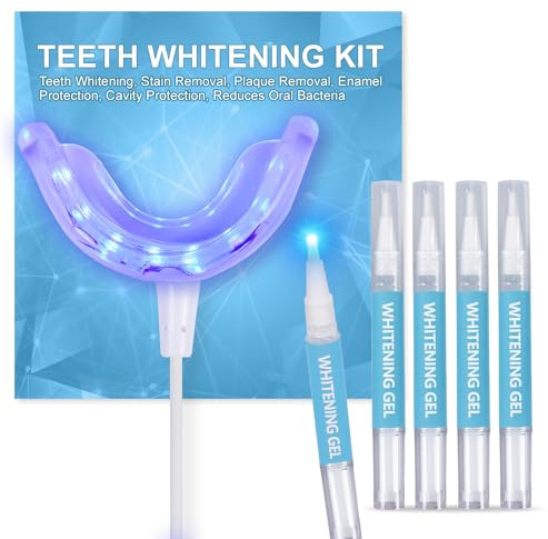 Riatanxi LED Teeth Whitening Kit: Blue Light Teeth Whitener with Bleaching Gel - Effectively Removes Stains from Coffee, Tea & Smoking - Safe, Fast, and Gentle for Sensitive Teeth