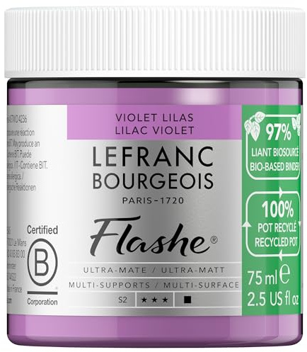 Lefranc Bourgeois 302006 Flashe Bio-Based Acryl- und Vinylfarbe Lila Violet, 75 ml – Umweltfreundlich, Matt, Lichtecht, Wasserfest, Deckend