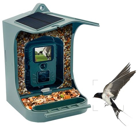 1080P HD Smart Vogelfutterstation Kamera mit 24MP Bild, 2,5L Kapazität, IP65 wetterfest, Kunststoffdesign, 22,5 x 19,7 x 14,8 cm, 700 g