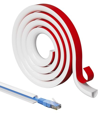 YUZHEDM 2 Mètre Goulotte Passe Cable, Cache Fil TV Mural, Cache Cable, Flexible Type D pour Système de Gestion des Cache Cable Bureau à Domicile Cachez et Protégez Les Câbles Facilement, Blanc (2M)