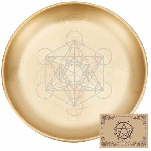 CREATCABIN Ciotola per Offerte Esagonale Piatto Rituale per Altare Ciotola PiattaAcciaio Inossidabile Vassoio Rotondo per Gioielli Piatto per Taroc Porta Anelli Neri CiondoloCarta Divinatoria