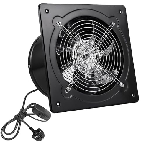 Vurlexat Kitchen Exhaust Fan with UK-Plug, 6Inch/150mm Extractor Fan with Switch, Heavy Duty Metal 600m³/h Bathroom Exhaust Ventilation Fans for Window Wall Ceiling Mount(Black, 150mm)