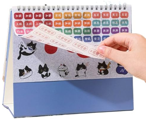 Kattskrivbordskalender 2026 | Spiralbunden planerare, 12 månaders djurkalender, för planering schemaläggning dekoration organisation rum arbetsrum