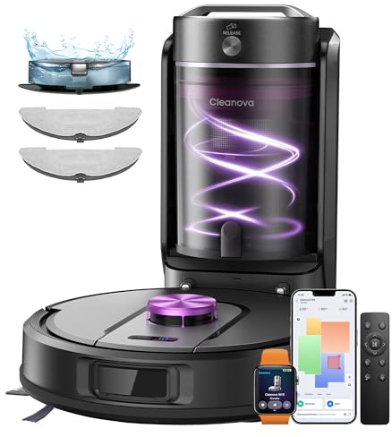 Vexilar W15 Robot aspirateur Laveur 10,000Pa avec Station sans Sac Vidage Automatique, Navigation LiDAR & Cartographie,180Min, Connecté par Remote/APP/Alexa,Idéal pour Tapis Poils d'animaux