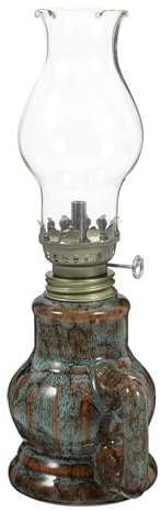 Gatuida Keramische Vintage Öllampe aus Glas und Keramik Petroleumlampe mit Griff Retro Notbeleuchtung für Innenbereich Camping und Outdoor