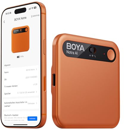 BOYA Notra KI Digitales Diktiergerät mit KI Schreibfunktion und Zusammenfassen, Multimodale Eingabe, Voice Recorder Unterstützung für Bluetooth-Headset-Aufnahme, Audiorekorder für Meetings Vorlesungen