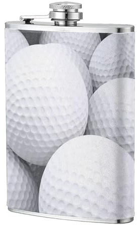 Motif de balles de golf 3D,Flasque de poche plate de 8 oz en acier inoxydable 304, idéale pour les activités de plein air.