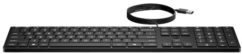 HP Desktop 320K Wired Keyboard, USB, Full Size, Italian Layout, Flat Key Travel, Black, 42.6 x 11.1 x 1.7 cm
