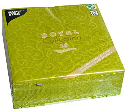 Papstar, 50 Servietten ROYAL Collection 1/4-Falz 40 cm x 40 cm olivgrün Casali, #84883