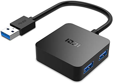 ICZI USB Hub 3.0 Verteiler Splitter 4 Port Multiport Erweiterung für MacBook, Mac mini, iMac, Surface Pro, Xps, PC, Laptop, Notebook, PS4, Mobile HDD -15cm