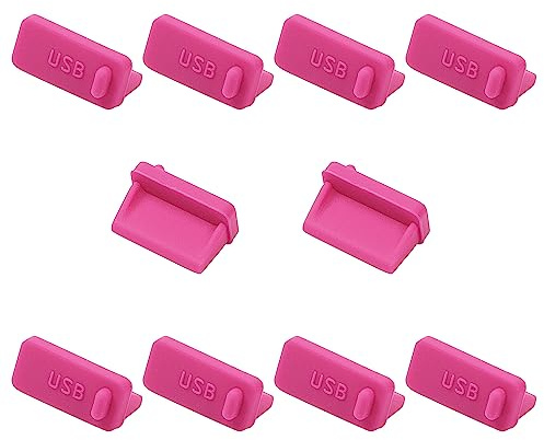 sourcing map 10 Pcs PC Dust Plug, Silicone Dust Cap Anti Dust Cover for Female End USB A Type, Rosy Socket Port Protector for Cellphone AV equipment