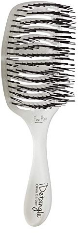 Olivia Garden iDetangle Brush for Wet and Dry Hair - Detangler Brush for Women and Men - Adjusts Tension by Hair Type - For Curly, Wavy or Straight - Flexible Vented Head - Fine