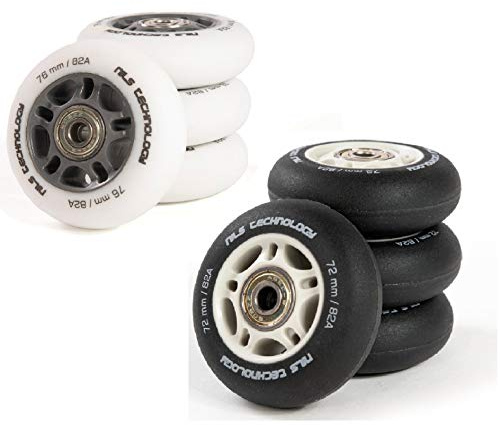 NILS Inliner Rollen mit Kugellager Set 4 Stück PU Räder ABEC 9 Lager 64-80mm (Weiß, 64mm)