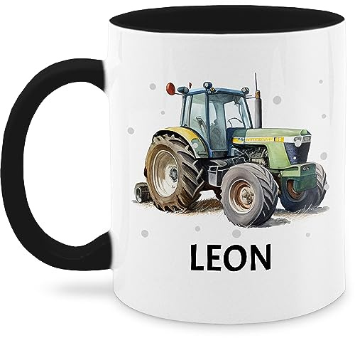 Tasse Tassen 325ml - Trecker Name I Trecker Fan I Traktor Geschenk personalisiert I Geschenk Landwirt - 325 ml - Schwarz - geschenkideen für landwirte teetasse einschulung traktoren leon haferl