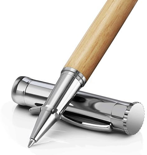 WEMATE Holz Tintenroller Set, inkl. 2 Ersatzminen - Schwarz & Blau, Rollerball für Linkshänder und Rechtshänder, Luxus Bürogeschenk, Eleganter Stift für Profis und Führungskräfte - Eiche