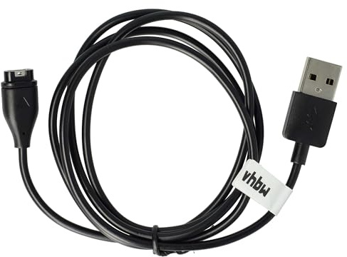 vhbw USB Ladekabel kompatibel mit Garmin SQ/SQ2/SQ2 Music, Tactix7/Delta, Swim 2 Smartwatch, Fitnesstracker - Ladestation Schwarz, 100 cm