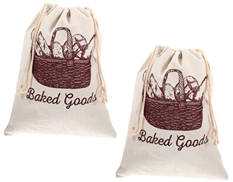 Garneck 2st Brotbeutel Hausgemachter Brotbehälter Aufbewahrungsbeutel Für Gebäck Wiederverwendbarer Kordelzugbeutel Beutel Mit Kordelzug Reisen Tasche Mit Kordelzug Leinen Selbstgemacht