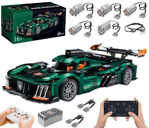 Technik Auto für Peugout 9X8, Mit Motoren Set und LED Licht, 1:8 Groß Automodell Bausatz, 3746 Teile Klemmbausteine Auto MOC Set