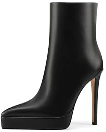 QUEEN HELENA Tronchetti con Plateau Stivaletti con Tacco a Spillo Donna K3452 (Nero Pu, Sistema Taglie Calzature EU, Adulto, Donna, Numero, Media, 37)