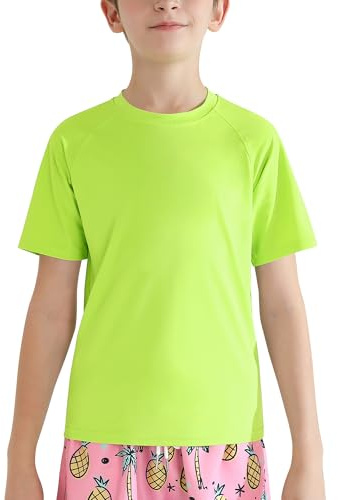 Valcatch Garçon UPF 50+ Rash Guard Maillots de Bain Enfants Adolescents Séchage Rapide Athlétique Manches Courtes T Shirt UV SPF Pêche Surf Eau Plage Tops Course Entraînement Gym Active Tee Shirt