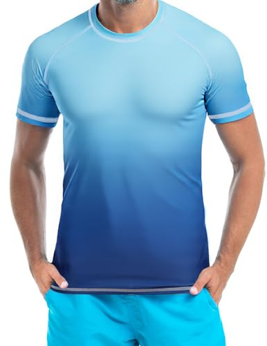 AYBUY Camiseta Protección UV Hombre, Secado Rápido Camiseta de Manga Corta UPF 50+, Mangas Cortas de Protección Solar para Hombre para Deportes Acuáticos Surf Natación Verano L