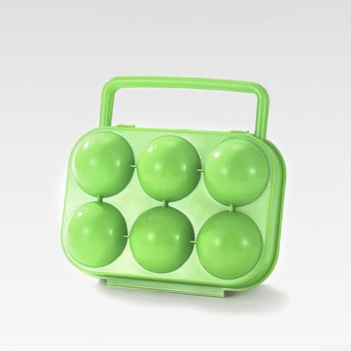 Jotekonoby Boîte de rangement en plastique pour œufs de camping, pique-nique, 6 grilles de transport compacte et sécurisée, avec housse à œufs, poids plume pour les voyages et (vert)